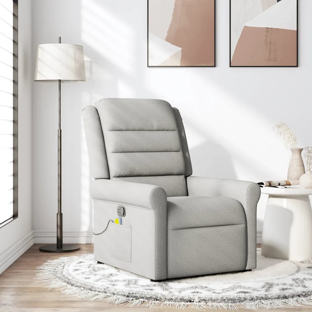 vidaXL Poltrona Massaggiante Reclinabile Grigio Nuvola in Tessuto