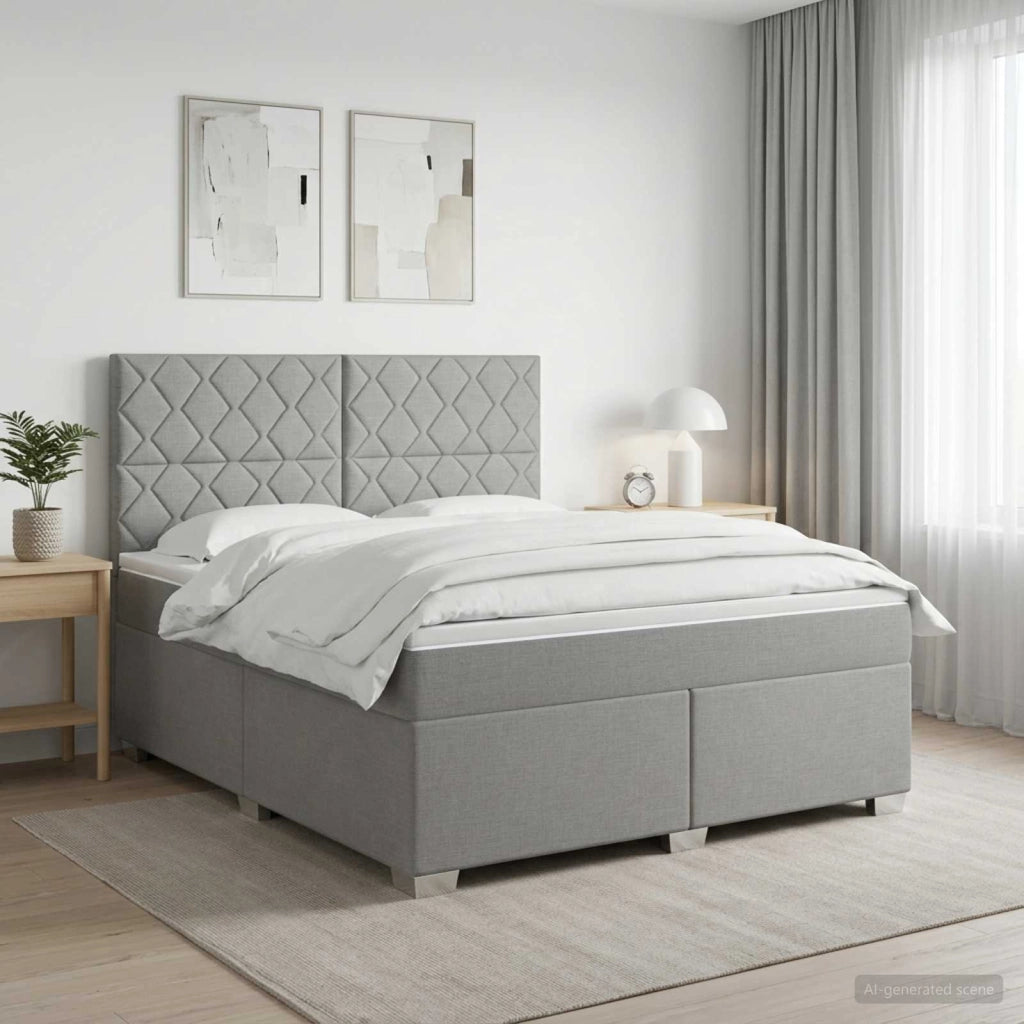 Letto box spring con materasso Grigio Chiaro 180 x 200 cm 3453472