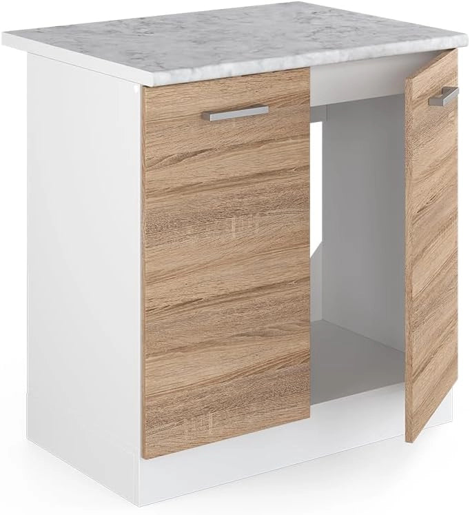 Mobile lavello cucina R-Line, Sonoma, 80 cm, PL Marmo, per la libera combinazione all'interno di sistemi cucina modulari