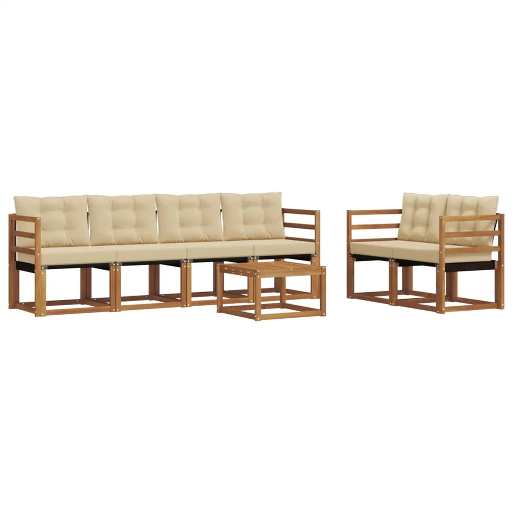 Set di divani da esterno con cuscino 7 pcs Naturale e Beige 3368416