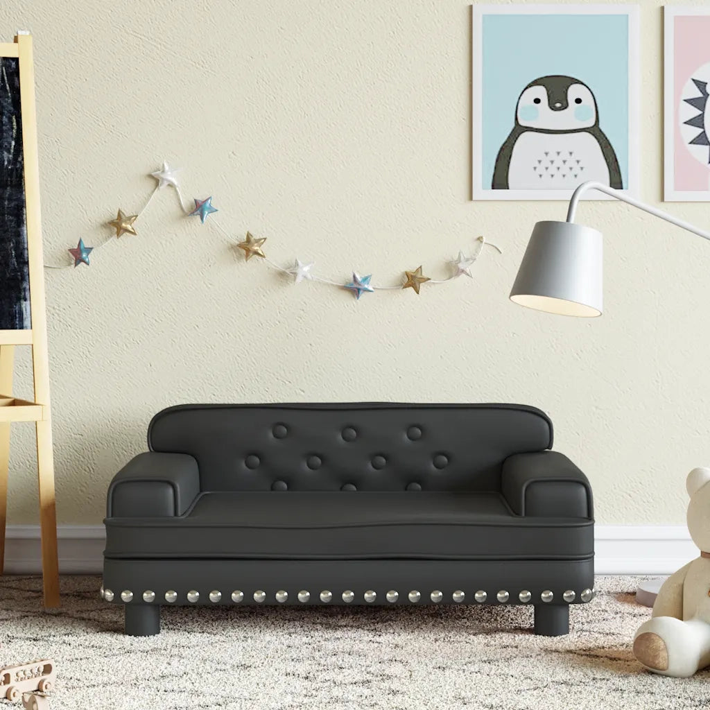 Divano per Bambini-Sofa-Divanetto Nero 70x45x30 cm in Similpelle 747179