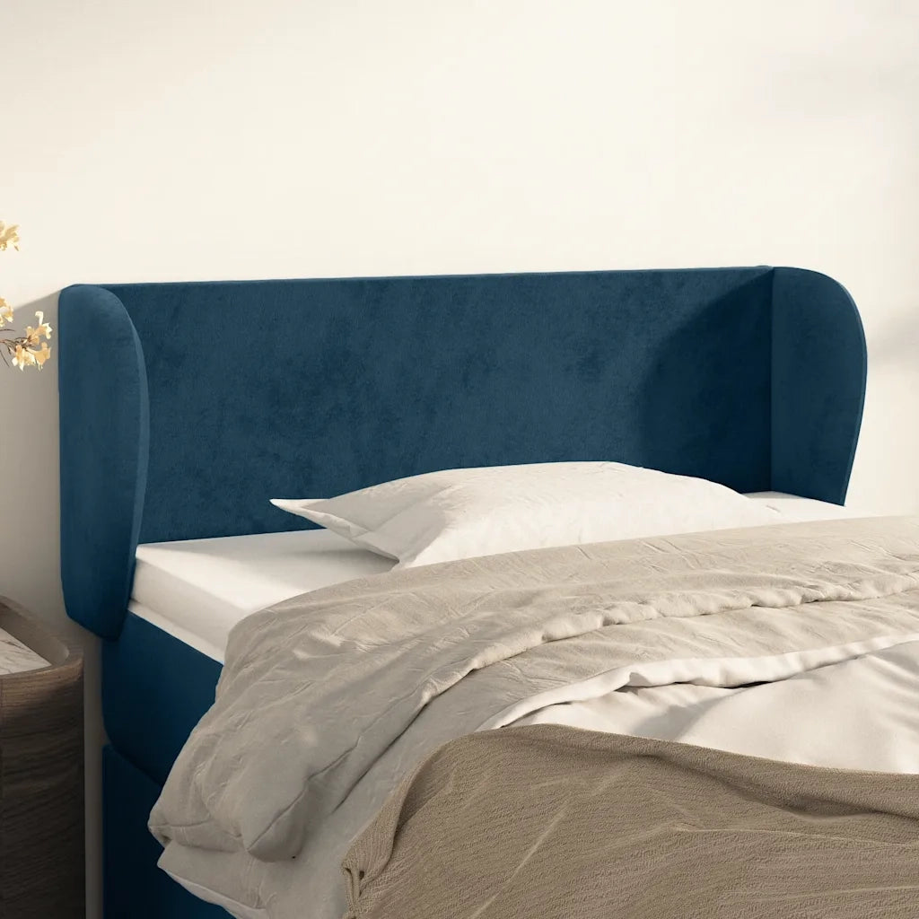 Testiera | Testata ad Orecchio Blu Scuro 93x23x78/88 cm in Velluto
