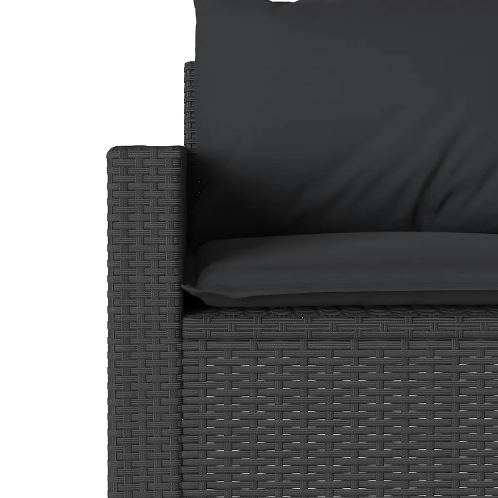 Set da Pranzo da Giardino 2 pz | Set Salotto da Giardino con Cuscini Nero in Polyrattan