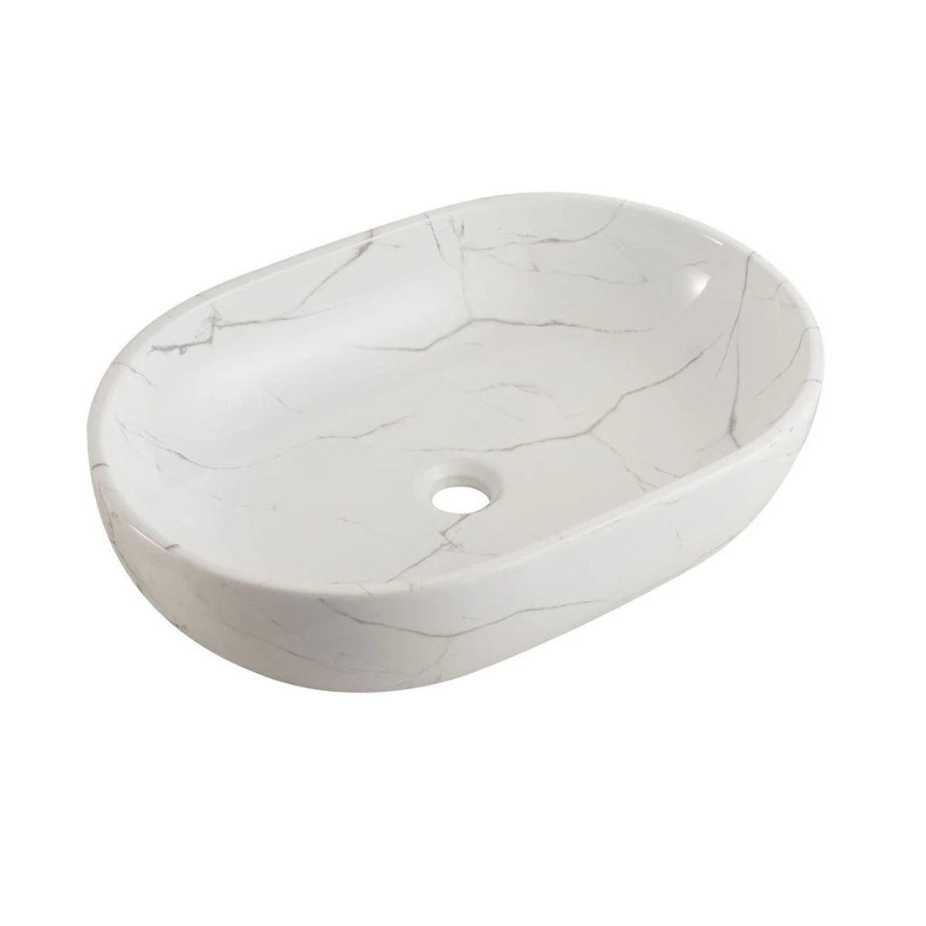 Lavabo d'appoggio ovale LINPH Calacatta 59x41 cm