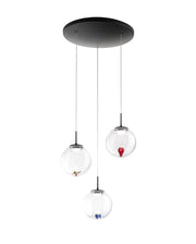 Ariel - Lampada a sospensione circolare 3 luci con forme Fabas Luce - LED 21W dimmerabile - Trasparente Rosone rotondo d.35cm