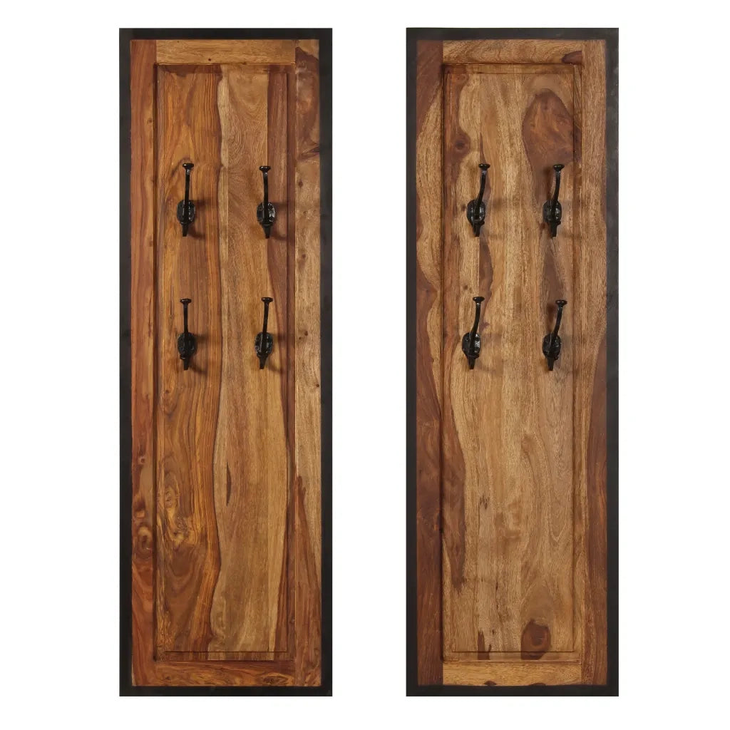 Appendiabiti 2 pz in Legno Massello di Acacia 246232
