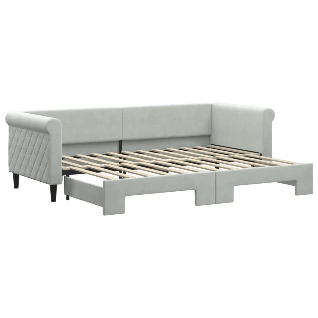 Divano Letto con Letto Estraibile-Sofa Letto-Daybed Grigio Chiaro 80x200 Velluto 848801