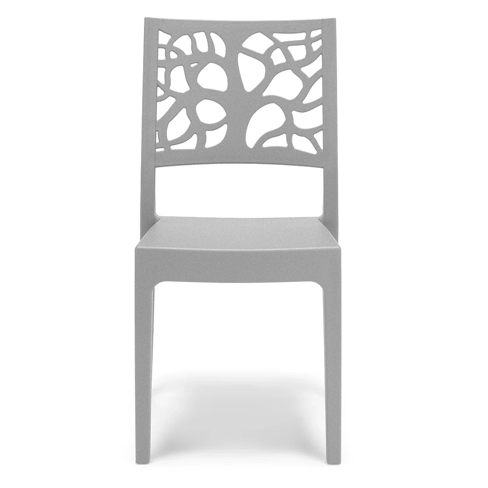Set 4 sedie in polipropilene TETI, impilabile, resistente ai raggi UV, design moderno, ideale per sala da pranzo, cucina, sala d’attesa, bar, ristoranti o giardino, colore Cemento