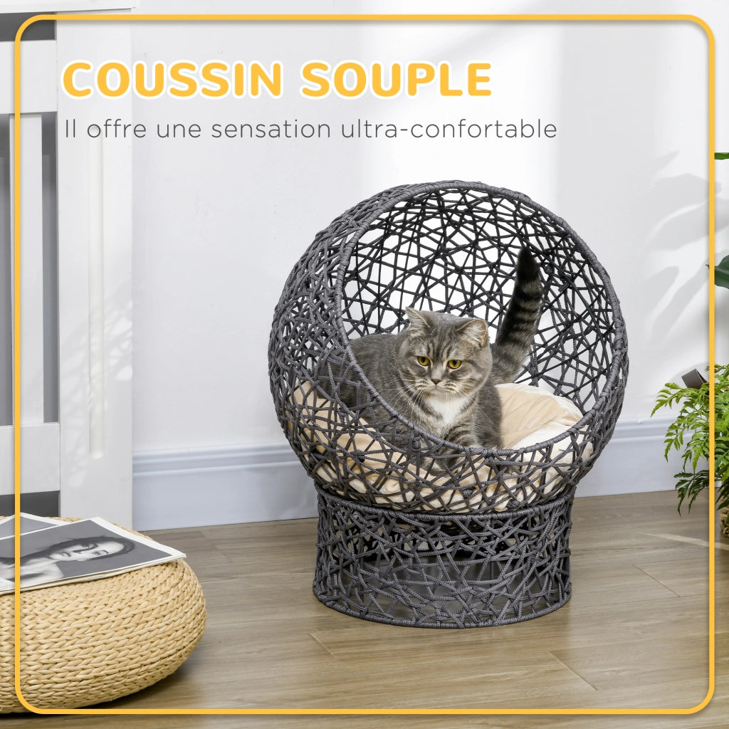 Letto per gatti rialzato con cuscino ¨C zephmum ¨C crema 50x50x60 cm