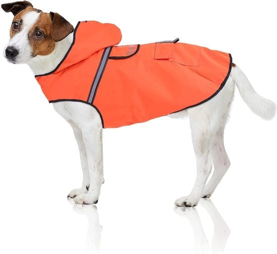 Giubbotto impermeabile per cani con cappuccio e riflettori per passeggiate sicure, aree giochi per cani e vacanze con cani (XS, arancione)