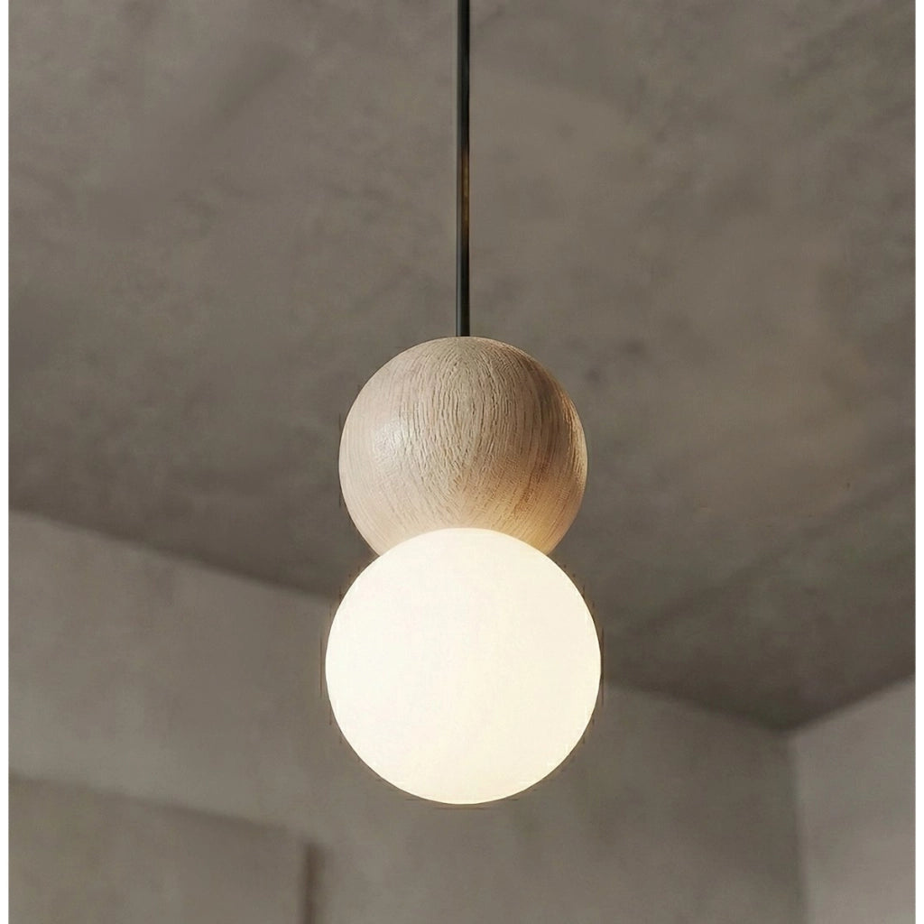 Lampada a sospensione LOOP in acciaio nero e legno