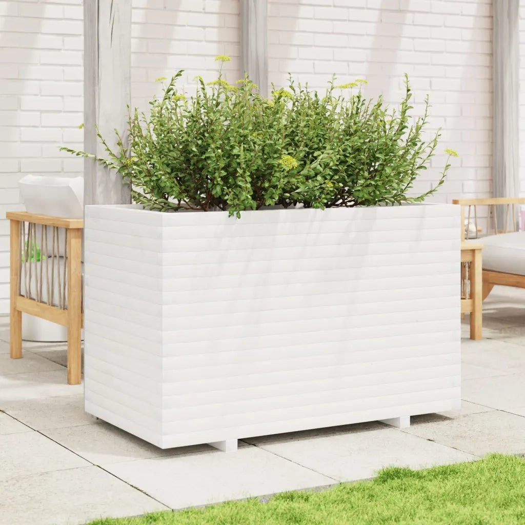 Fioriera da Giardino Bianca 110x60x72 cm Legno Massello di Pino 3282650