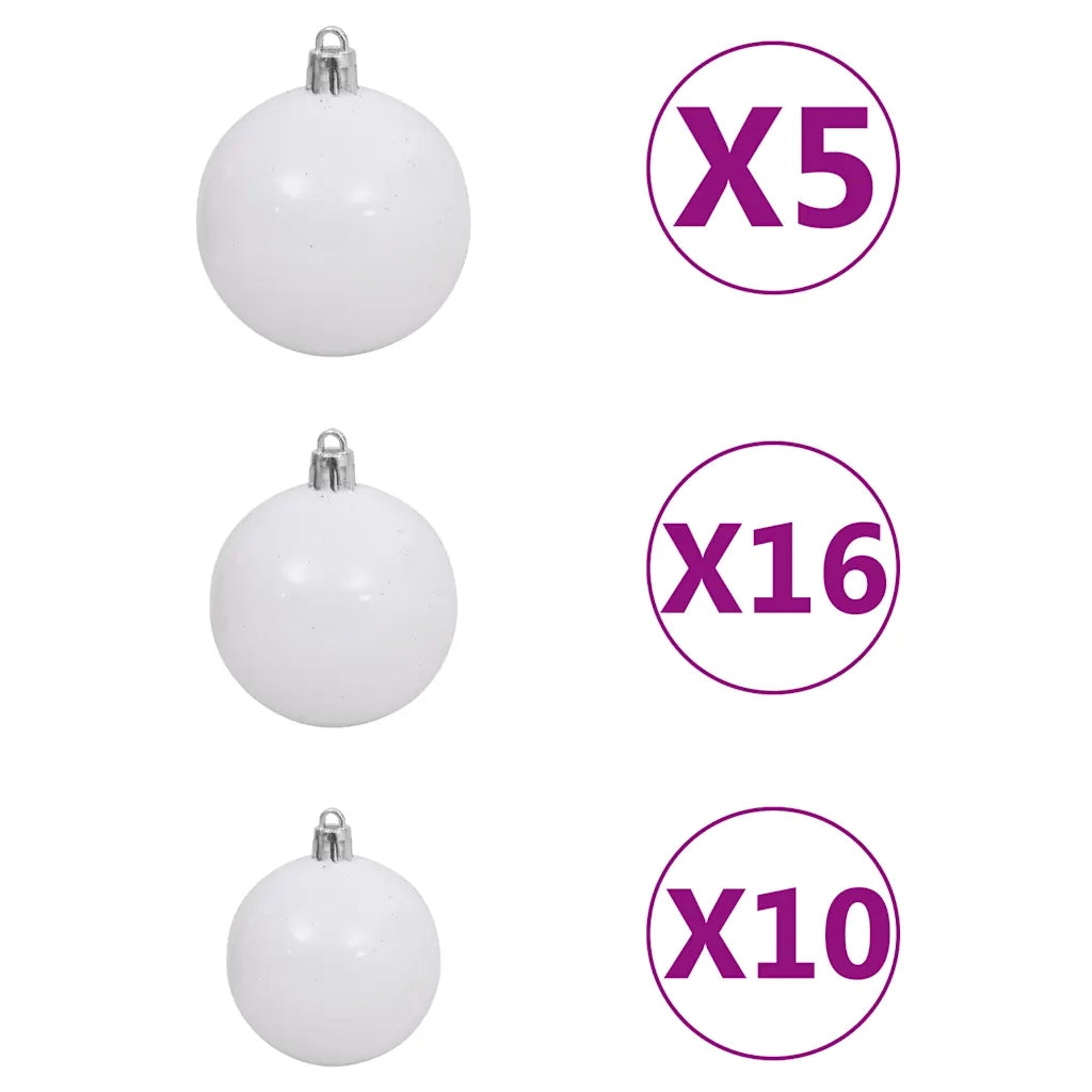 Albero di Natale Artificiale con LED e Set di Palline e Pigne 210 cm 3077704