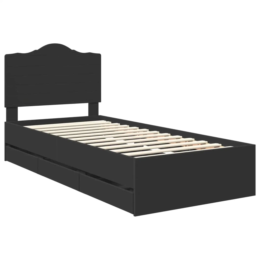 Struttura del letto-Giroletto Nero 90 x 200 cm Legno Ingegnerizzato 438978