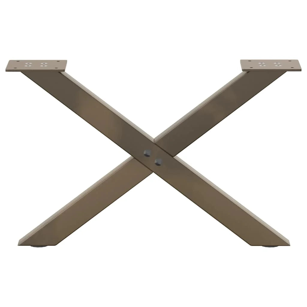 Set di 2 gambe per tavolino a forma di X 60 x 30 cm supporto robusto design moderno acciaio naturale 02_0057158