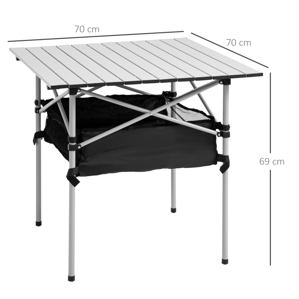 Tavolo Pieghevole con Rete e Borsa ¨C zephmum ¨C Grigio 70x70x69 cm