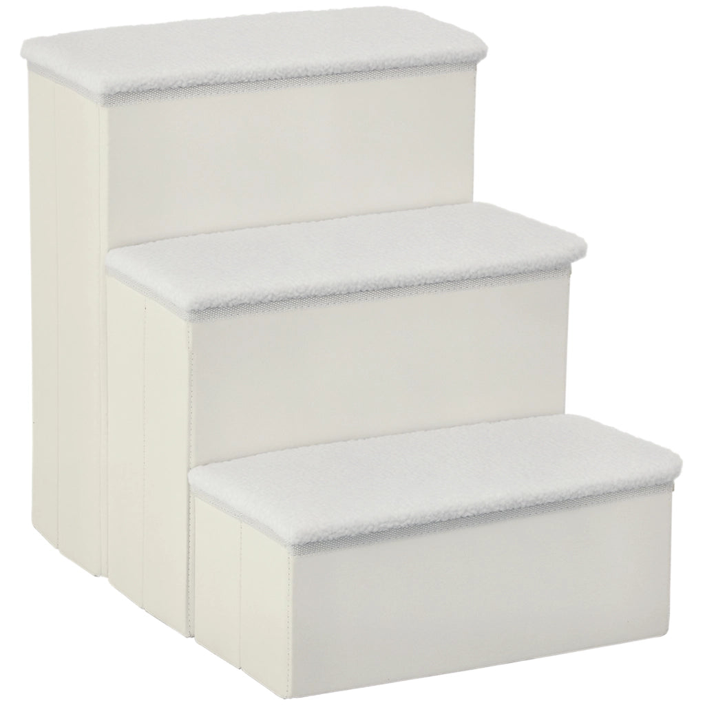 Scala per animali domestici 3 gradini 48 cm ¨C zephmum ¨C bianco pieghevole