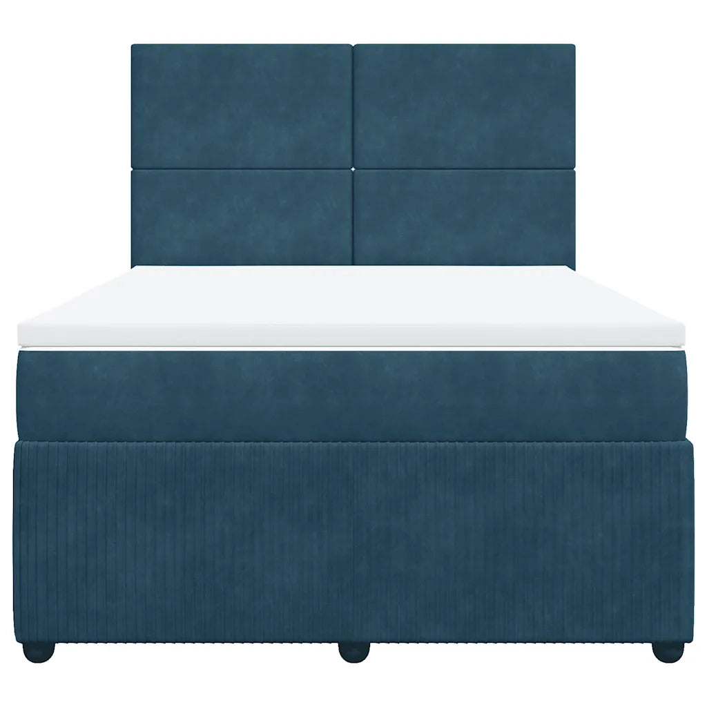 Giroletto a Molle con Materasso Blu 140x190 cm in Velluto
