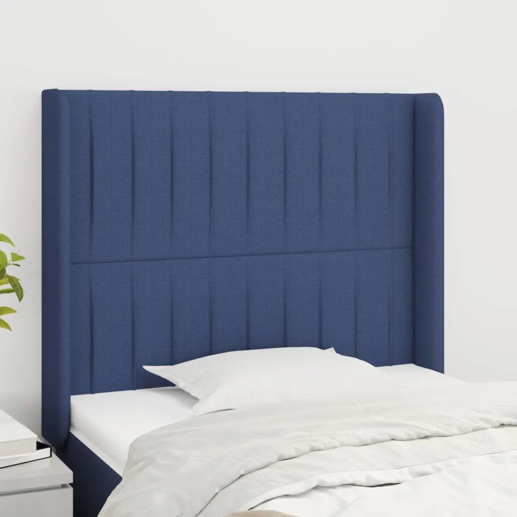 Testiera ad Orecchio-Testata con Orecchie Blu 93x16x118/128 cm in Tessuto 600053