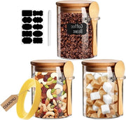 Contenitori a chiusura ermetica in vetro con coperchio per alimenti, colazione e decorazione - Set da 3 per caffè, tè e spezie - 530ml