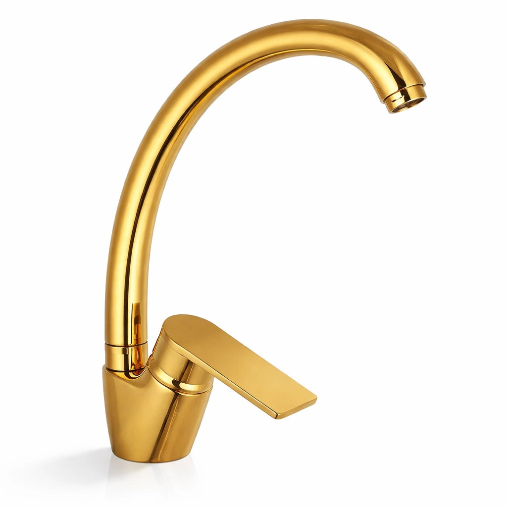 Miscelatore Rubinetto Monocomando Lavello Cucina Canna Alta Girevole ORO 94015