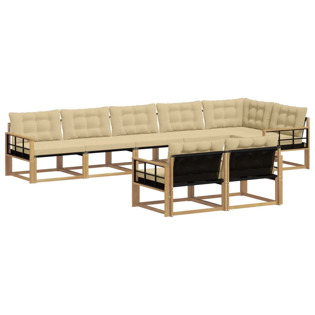 Set di divani da esterno con cuscino 8 pcs Bianco e Beige
