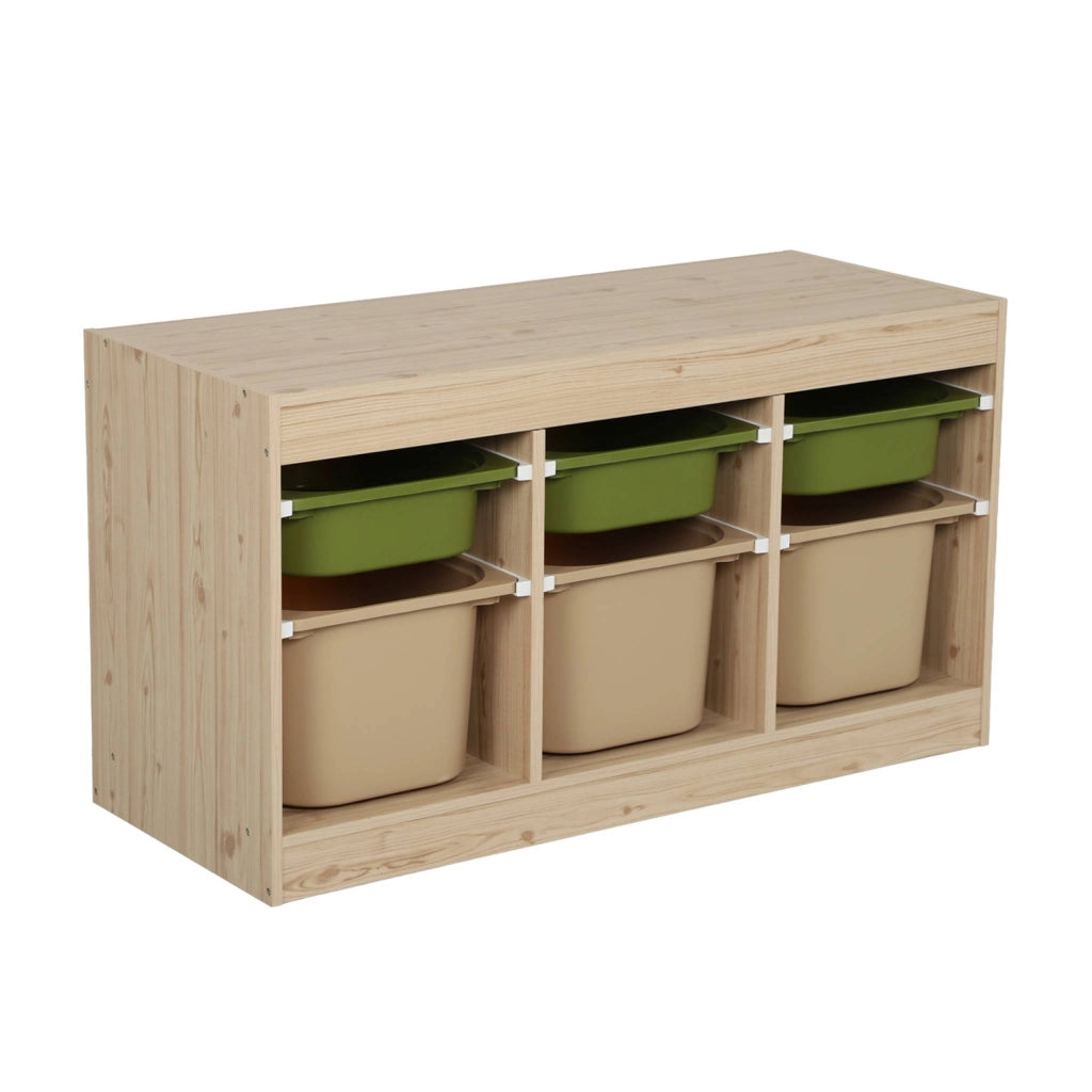Mobile contenitore per bambini decorazione legno 6 contenitori