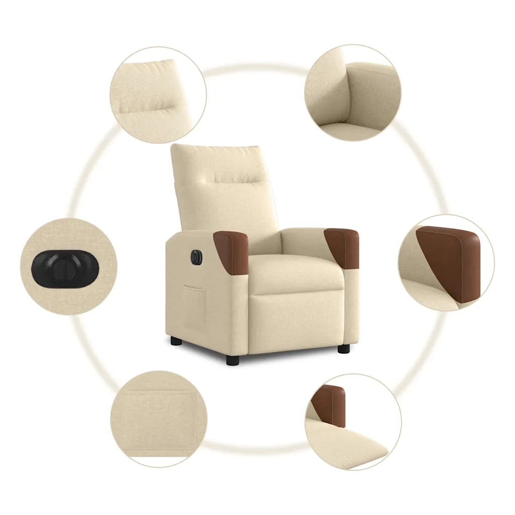 Poltrona Elettrica Reclinabile Crema in Tessuto 3323994
