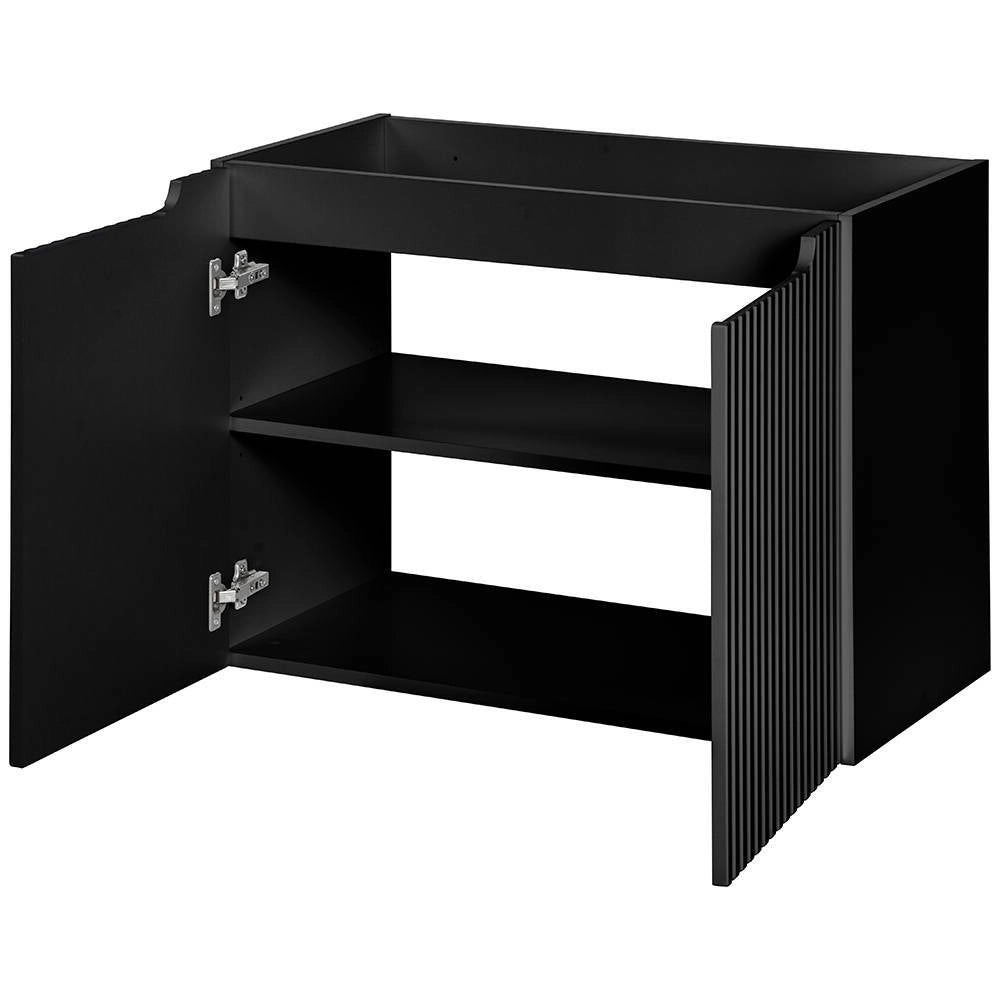 Mobile Sottolavabo NEWPORT da Parete con 2 Ante e Ripiano 80x60x40 cm - Nero [en.casa]