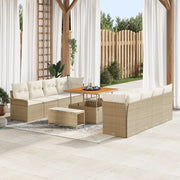 Set da Giardino  in 11 Pezzi con Cuscini Beige Polirattan Acacia
