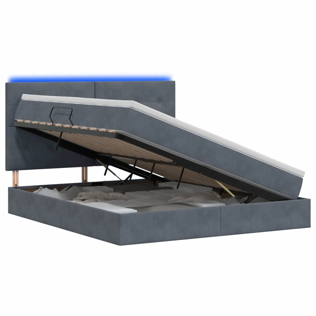 Letto con contenitore LED e materasso Grigio Scuro 140 x 200 cm 3460135