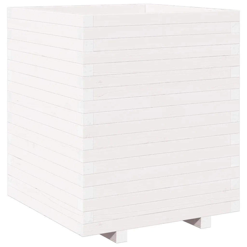 Fioriera da Giardino Bianca 60x60x72,5cm Legno Massello di Pino