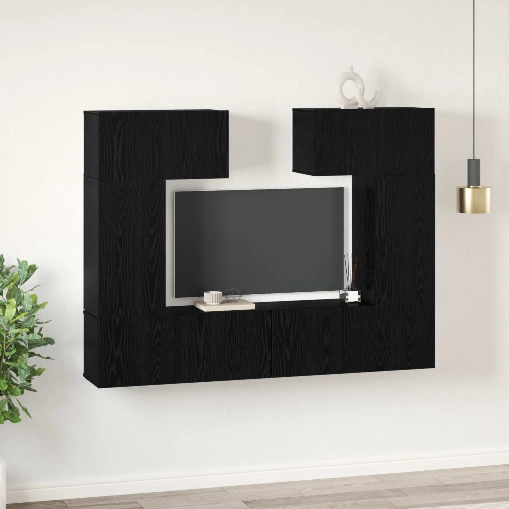 Set mobile TV 6 pcs Rovere Nero Legno multistrato 3393469