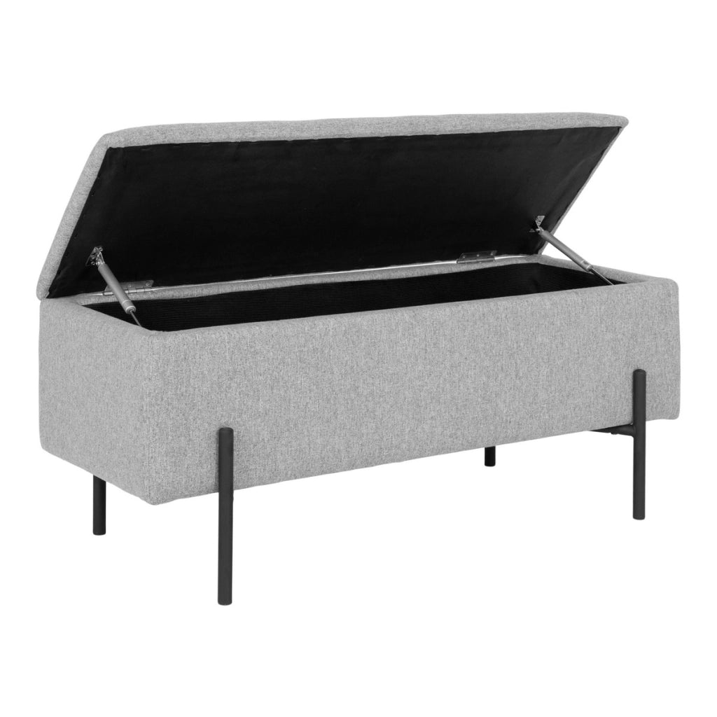 Panca con Portaoggetti Watford, Grigio, Poliestere, 36,5x95x43 cm