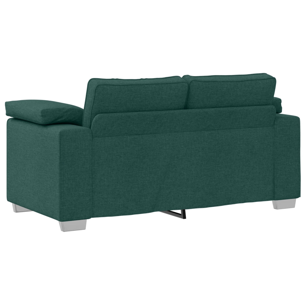 Set divano 2 pezzi con cuscini in tessuto verde scuro