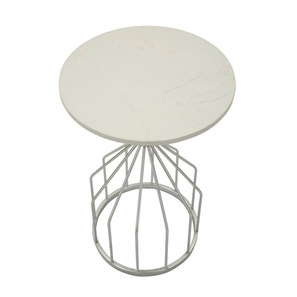 Tavolino VKH532, Argento, Marmo, 37,5x37,5x58 cm