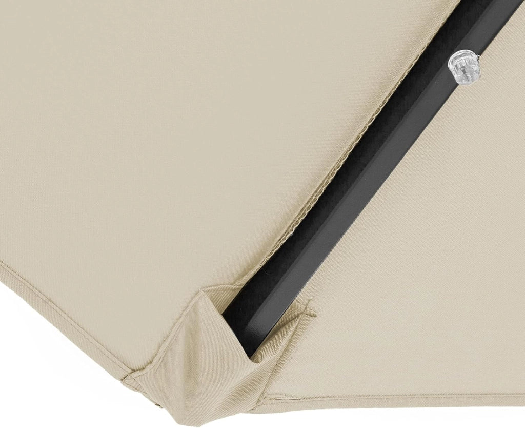 Ombrellone da Giardino 24 luci LED Ø270cm Manovella Ombrelloni Terrazza Parasole Protezione Uv 80+ Crema