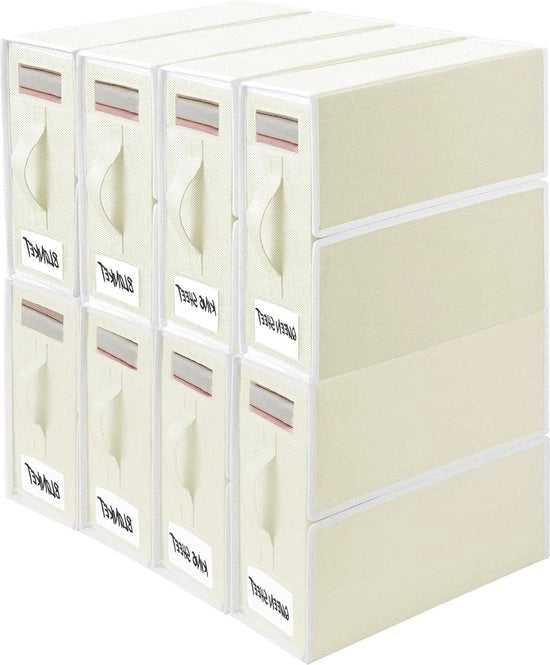 Organizzatore di tessuti per letto pieghevole con finestra e chiusura a righelli - 8 pezzi - tessuti per letto King e Queen - beige