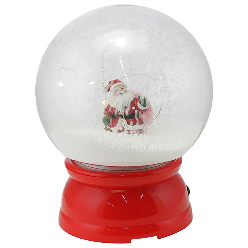 Ampolla Natalizia Palla con Babbo Natale Led 20x25cm Decorazione Luminosa Neve