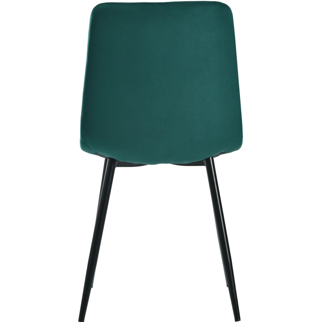Set 4 sedie da pranzo in velluto verde scuro con gambe in metallo