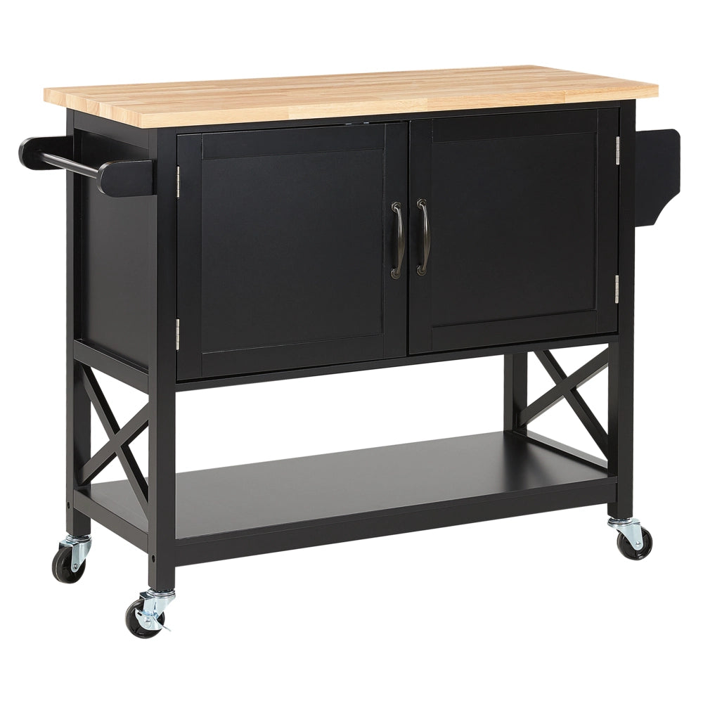 Carrello da cucina in MDF Nero in legno chiaro con ripiano per armadietto scandinavo