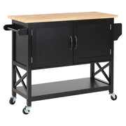 Carrello da cucina in MDF Nero in legno chiaro con ripiano per armadietto scandinavo