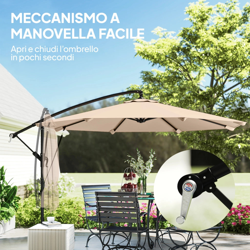 Ombrellone a Sbalzo ¨C zephmum ¨C ?3 m, Metallo, PP e Poliestere, Colore Cachi