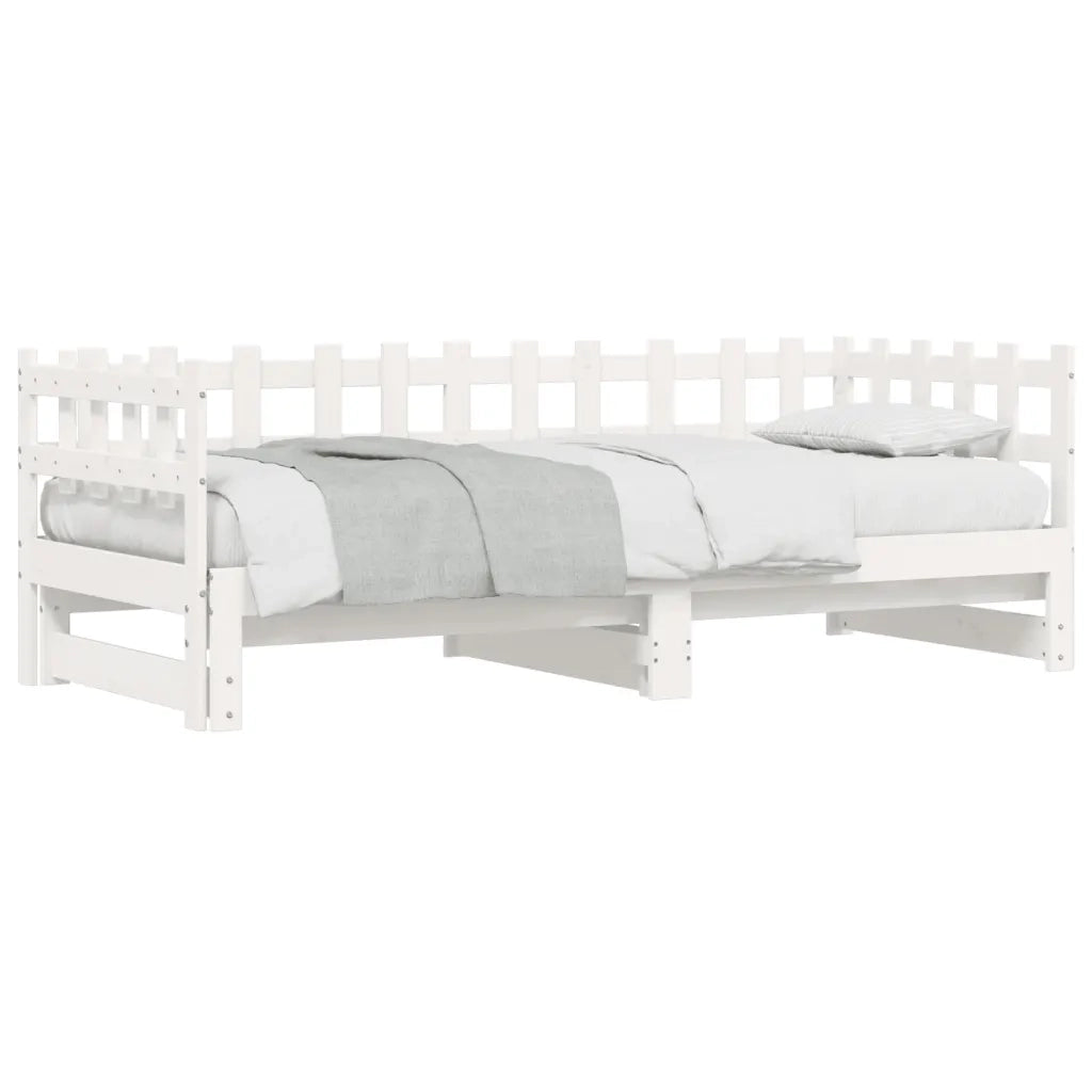 Dormeuse Estraibile Bianca 2x(90x190) cm Legno Massello di Pino