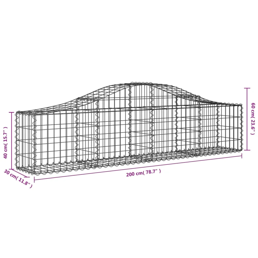 Cesti Gabbioni ad Arco 6 pz 200x30x40/60 cm Ferro Zincato