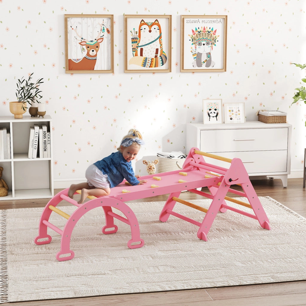 Casetta da gioco 7 in 1 con scala e scivolo ¨C zephmum ¨C Legno Naturale 140x80x80