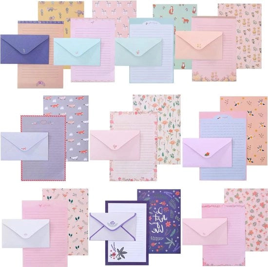 Set di Carta da Scrivere e Buste - 30 fogli di carta da scrivere e 60 fogli di buste - per Inviti, Lettere, Ringraziamenti, e altro ancora