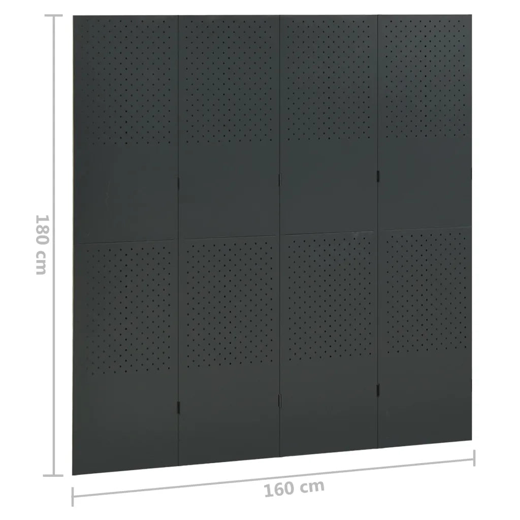 Paravento a 4 Pannelli 2 pz Antracite 160x180 cm in Acciaio cod mxl 69519
