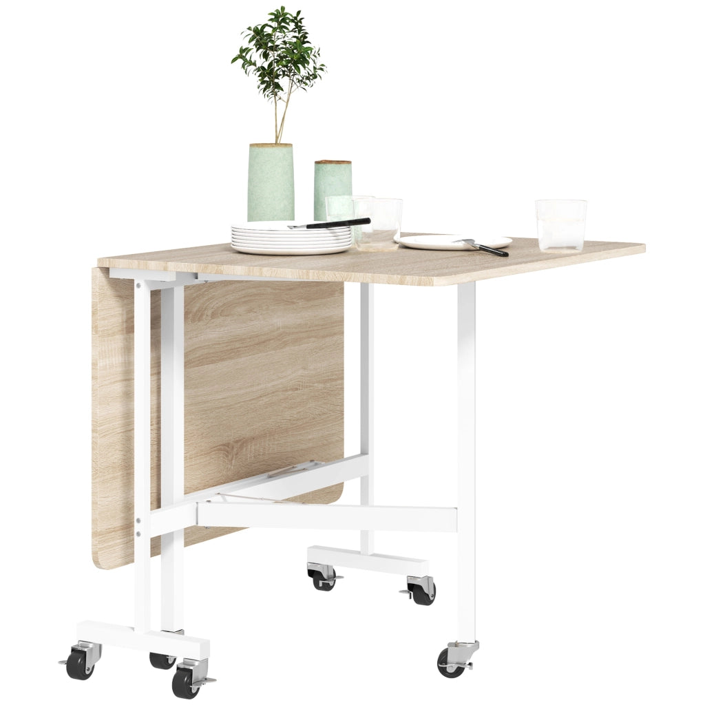 Tavolo da pranzo allungabile pieghevole con ruote ¨C zephmum ¨C rovere 120x80x73 cm