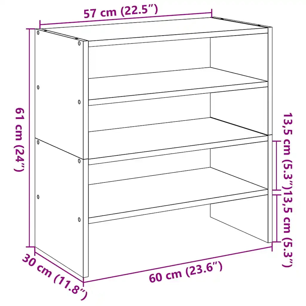 vidaXL Scarpiere 2 pz Impilabili Legno Antico 60x30x30,5 cm